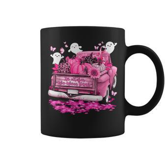 October We Wear Pink Ghosts Pumpkins Breast Cancer Halloween Coffee Mug | Mazezy