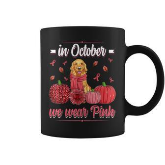 In October We Wear Pink Golden Retriever Breast Cancer For Women Coffee Mug | Mazezy