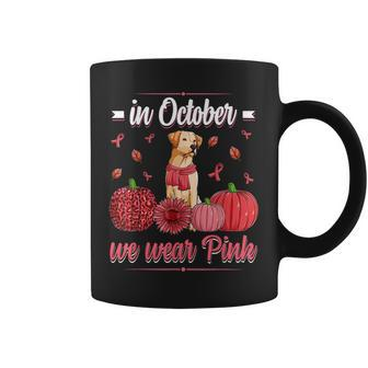 In October We Wear Pink Ribbon Labrador Breast Cancer For Women Coffee Mug | Mazezy
