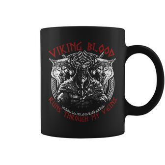 Odin Geri And Freki Wolfs Viking Blood Runs Through My Veins Coffee Mug - Seseable