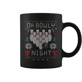 Oh Bowly Night Bowling Ugly Christmas Sweater Party Coffee Mug | Mazezy DE