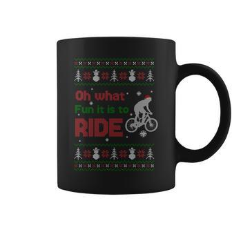 Oh What Fun It Is To Ride Bike Ugly Christmas Sweater Coffee Mug - Monsterry AU