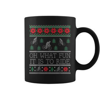 Oh What Fun It Is To Ride Cycling Ugly Christmas Sweaters Coffee Mug - Monsterry