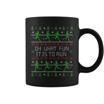 Oh What Fun It Is To Run Ugly Christmas Sweater Party Coffee Mug - Monsterry UK