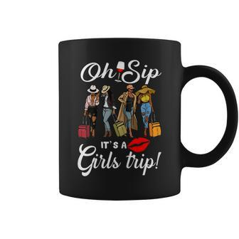 Oh Sip It's A Girls Trip Wine Party Black Queen Coffee Mug - Seseable