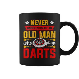 Old Dart Never Underestimate An Old Man Who Plays Darts Coffee Mug - Seseable