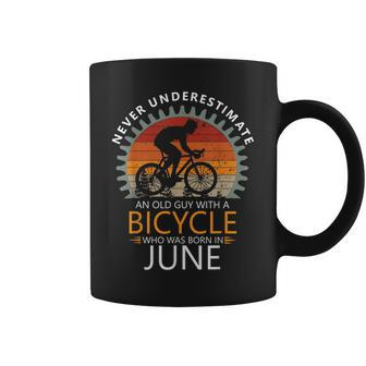 An Old Guy On A Bicycle Cycling Vintage Never Underestimate Coffee Mug | Mazezy
