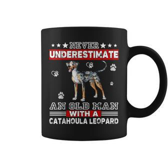 Old Man With A Catahoula Leopard Dog Funny T Old Man Funny Gifts Coffee Mug | Mazezy