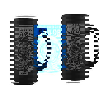 Old Skilled Sailor - Captain Illustration - Anchor Wheel Coffee Mug | Mazezy