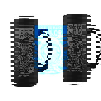 Old Skilled Sailor - Captain Illustration - Anchor Wheel Coffee Mug | Mazezy