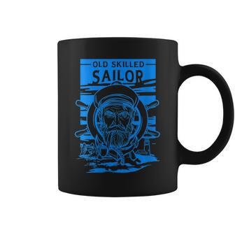 Old Skilled Sailor - Captain Illustration - Anchor Wheel Coffee Mug | Mazezy