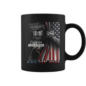 One Nation Under God Trump 2024 God American Flag Coffee Mug - Monsterry CA