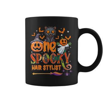 One Spooky Hair Stylist Halloween Hair Stylist Cat Coffee Mug | Mazezy