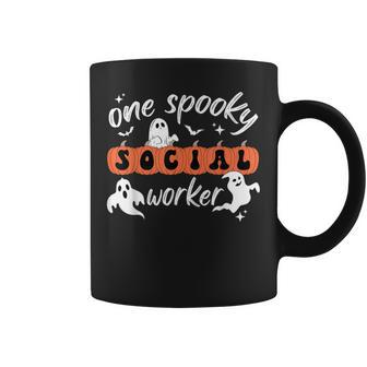 One Spooky Social Worker Halloween Cute Ghosts Pumpkins Coffee Mug - Thegiftio UK