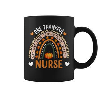 One Thankful Nurse Rainbow Leopard Pumpkin Thanksgiving Coffee Mug - Seseable