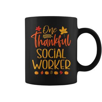 One Thankful Social Worker Thanksgiving Autumn Fall Coffee Mug | Mazezy