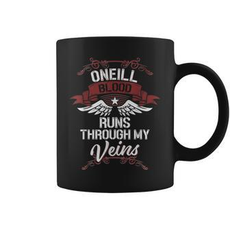 Oneill Blood Runs Through My Veins Last Name Family Coffee Mug - Seseable