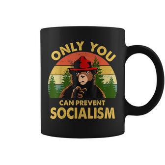Only You Can Prevent Socialism Bear Camping Vintage Funny Camping Funny Gifts Coffee Mug | Mazezy