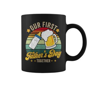 Our First Fathers Day Together Vintage New Dad Matching Coffee Mug - Seseable