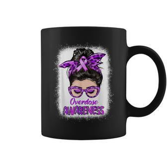 Overdose Awareness Messy Bun Purple Ribbon Coffee Mug - Monsterry UK