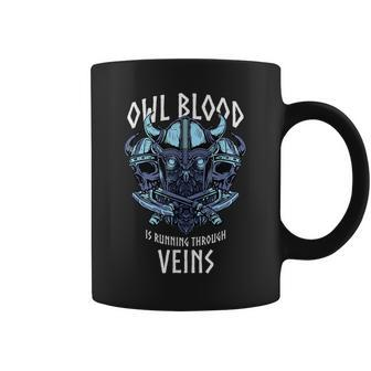 Owl Blood Runs Through My Veins Viking Owl Coffee Mug - Seseable
