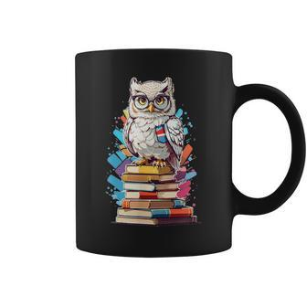 Owl Teacher Standing On Books Coffee Mug | Mazezy