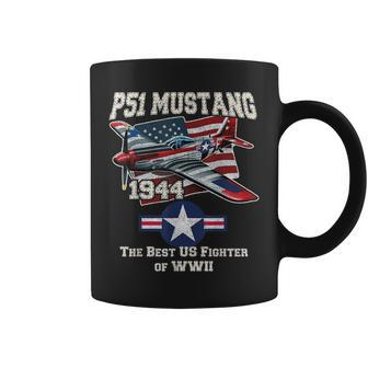 P51 Mustang Ww2 Warbird Plane American Flag Military Coffee Mug - Monsterry AU