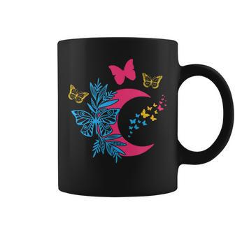Pan Pride Pansexual Subtle Lgbtq Butterfly And Moon Lgbt Coffee Mug | Mazezy