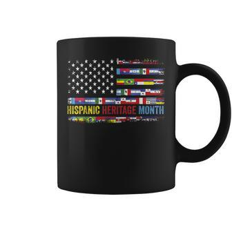 Hispanic Heritage Month All Countries Flag Heart Hands Coffee Mug | Mazezy