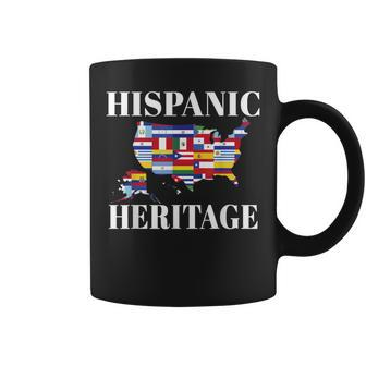 Hispanic Heritage Month All Countries Flag Inspiration Map Coffee Mug | Mazezy