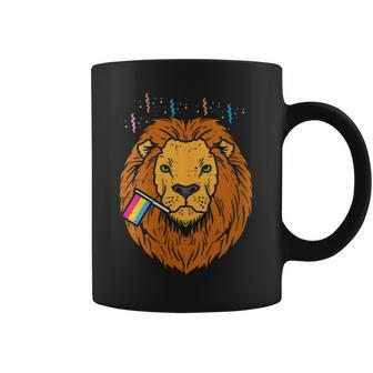 Pansexual Flag Lion Lgbt Pride Month Pan Pride Stuff Animal Coffee Mug | Mazezy