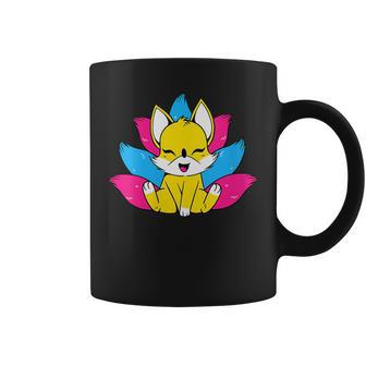 Pansexual Subtle Pride Cute Kitsune Fox Pan Flag Coffee Mug | Mazezy