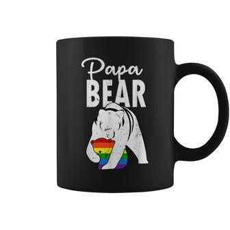 Papa Bear Gay Pride Rainbow Flag Lgbt Dad Camping Father Day Coffee Mug | Mazezy