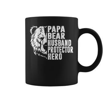 Papa Bear Husband Protector Hero Funny Dad Fathers Day Gift For Mens Coffee Mug | Mazezy