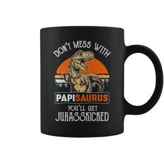 Papi Grandpa Gift Dont Mess With Papisaurus Coffee Mug | Seseable UK
