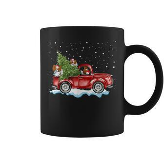 Papillon Dogs Ride Red Truck Christmas Xmas Coffee Mug | Mazezy