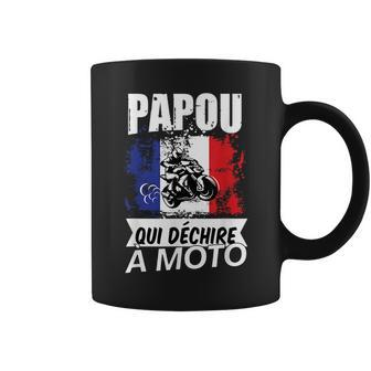 Papou Biker Mens Motorbike Gift Idea For Grandad Coffee Mug | Mazezy