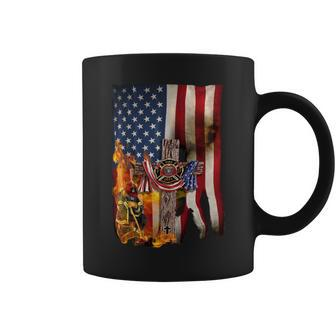 Patriot Day September 11 Firefighter God Bless Usa - Black Mug Coffee Mug - Monsterry