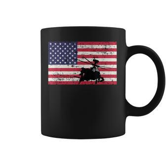 Patriotic Ah-64 Apache Helicopter American Flag Coffee Mug | Mazezy