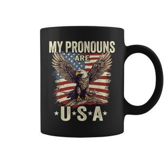Patriotic American Flag Eagle 4Th July My Pronouns Are Usa Coffee Mug - Seseable