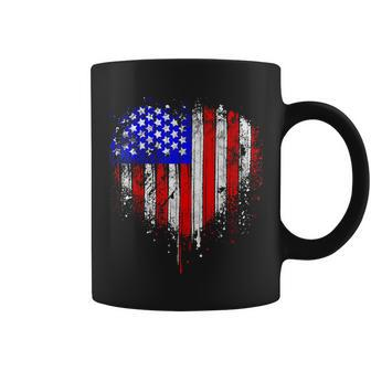 Patriotic American Flag Heart 4Th Of July Vintage Usa Flag Coffee Mug | Mazezy AU