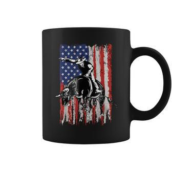 Patriotic American Flag Rodeo Bull Riders Cowboy Patriotic Funny Gifts Coffee Mug | Mazezy