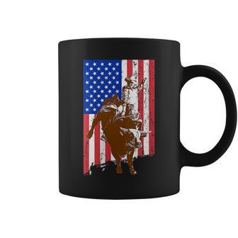 Patriotic American Flag Rodeo Bull Riding Humor Patriotic Funny Gifts Coffee Mug | Mazezy