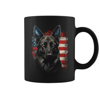 Patriotic Black German Shepherd American Flag Dog Gifts Coffee Mug - Seseable