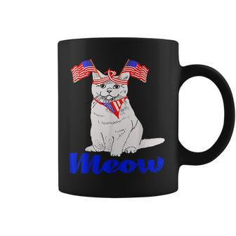 Patriotic Cat Meowica 4Th Of July Funny Kitten Lover Patriotic Funny Gifts Coffee Mug | Mazezy CA