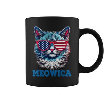 Patriotic Cat Sunglasses American Flag 4Th Of July Meowica  Coffee Mug