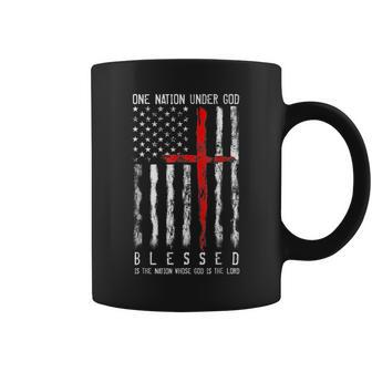 Patriotic Christian Blessed One Nation Under God 4Th Of July Patriotic Funny Gifts Coffee Mug | Mazezy