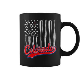 Patriotic Colorado Cityscape American Flag Baseball Skyline Coffee Mug | Mazezy