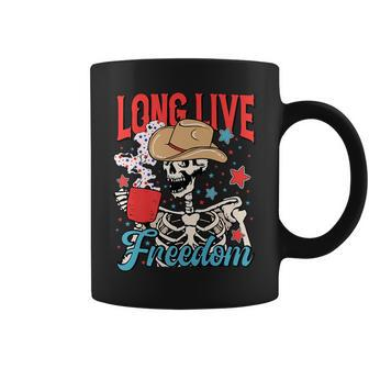 Patriotic Long Live Freedom Funny Skeleton 4Th Of July Patriotic Funny Gifts Coffee Mug | Mazezy