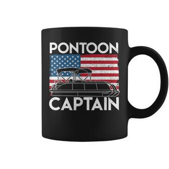 Patriotic Pontoon Captain Us American Flag Funny Boat Owner Coffee Mug | Mazezy